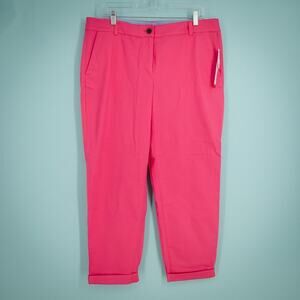 Talbots Size 12 Pink Weekend Chino Ankle Length Button Zip Cotton Stretch Pants